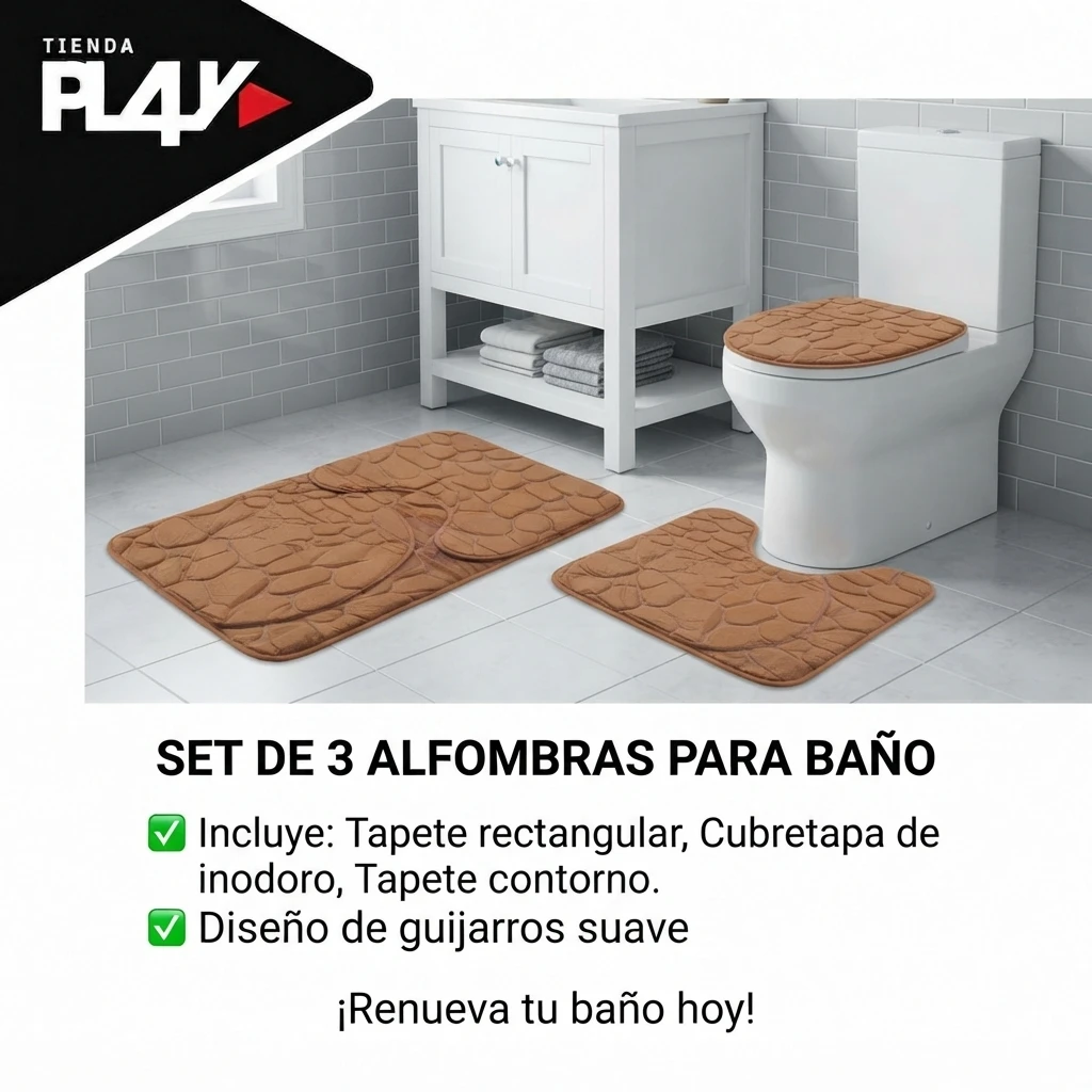 Set de 3 alfombras para baño's foto | Play |  BizneCubano