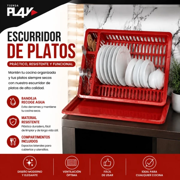 Escurridor de platos con bandeja Rojo's foto | Play |  BizneCubano